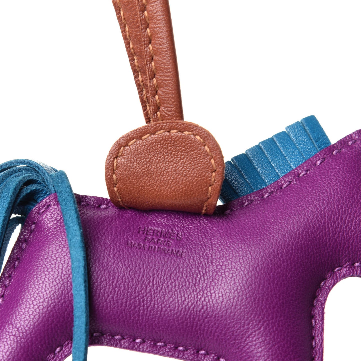 Milo Lambskin Grigri Rodeo Horse Bag Charm PM Anemone Bleu Izmir Fauve