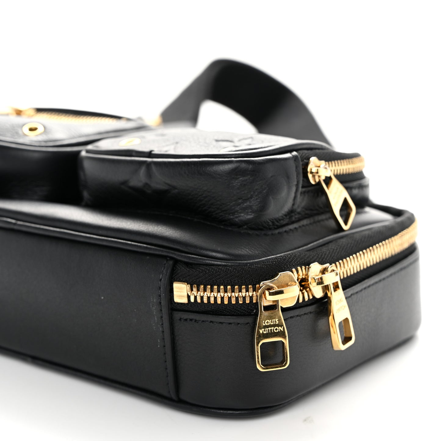Calfskin Monogram Embossed Utility Crossbody Black
