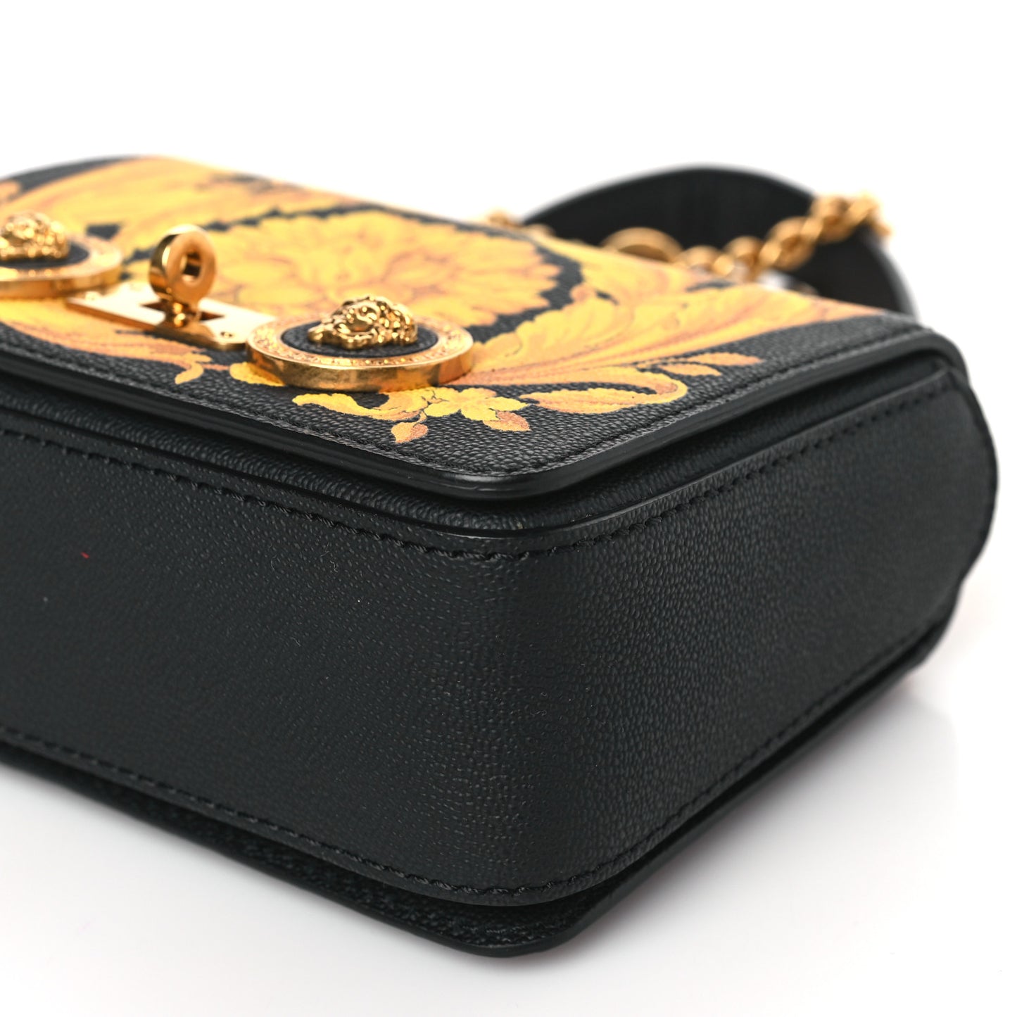 Calfskin Barocco Print Tribute Crossbody Bag Black Gold