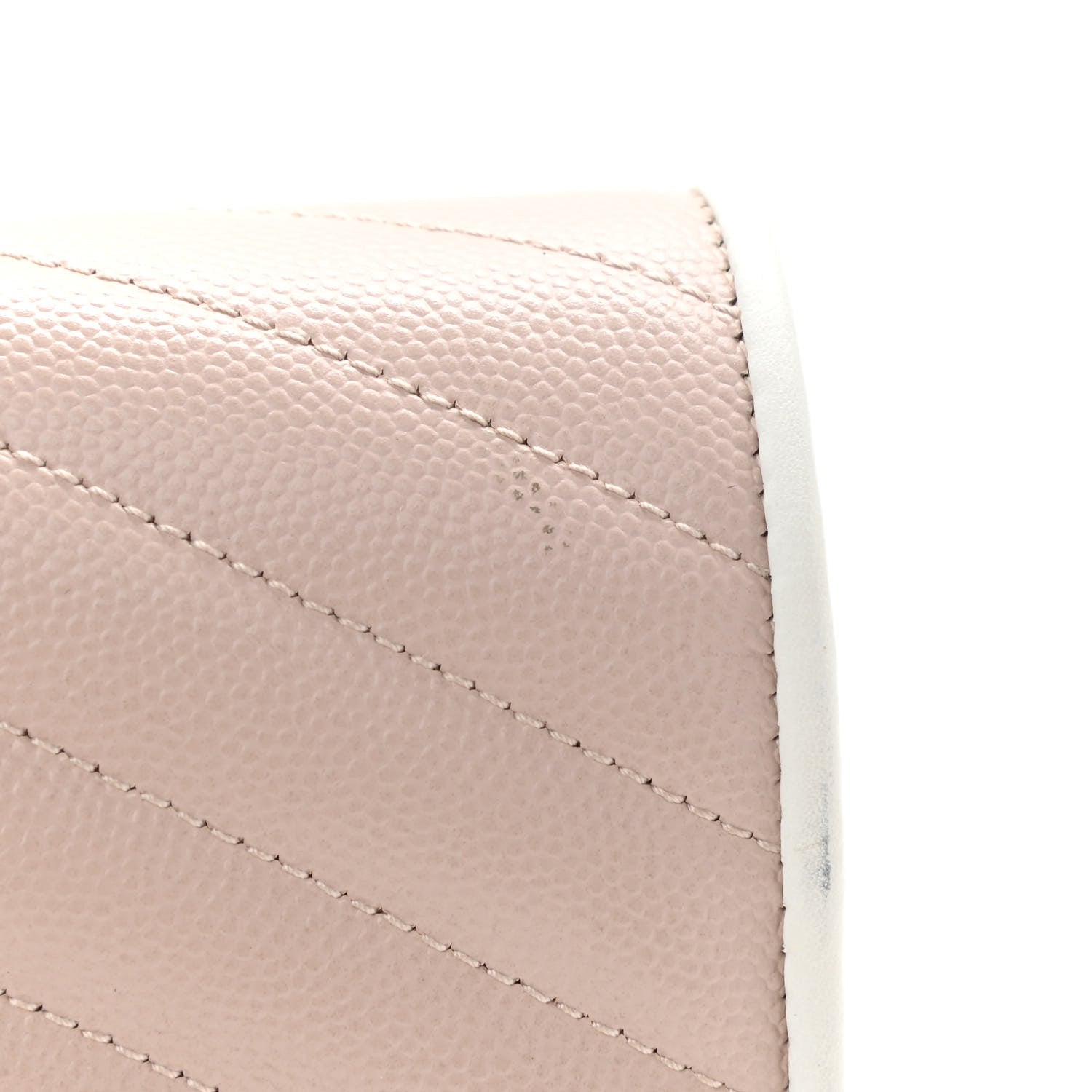 Saint Laurent Grain De Poudre Matelasse Chevron Monogram Chain Wallet Pink and White 11 of 11