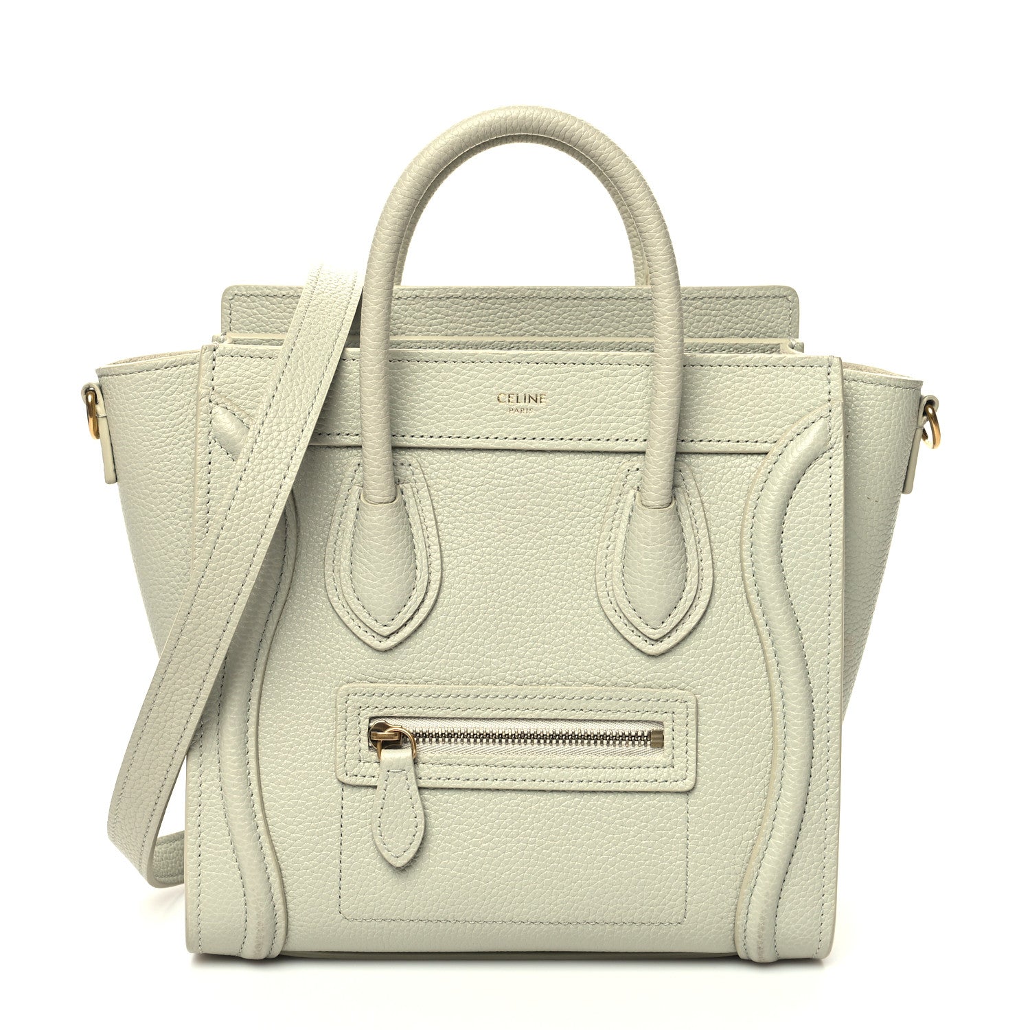 Celine Drummed Calfskin Nano Luggage Vert D'eau 1 of 18