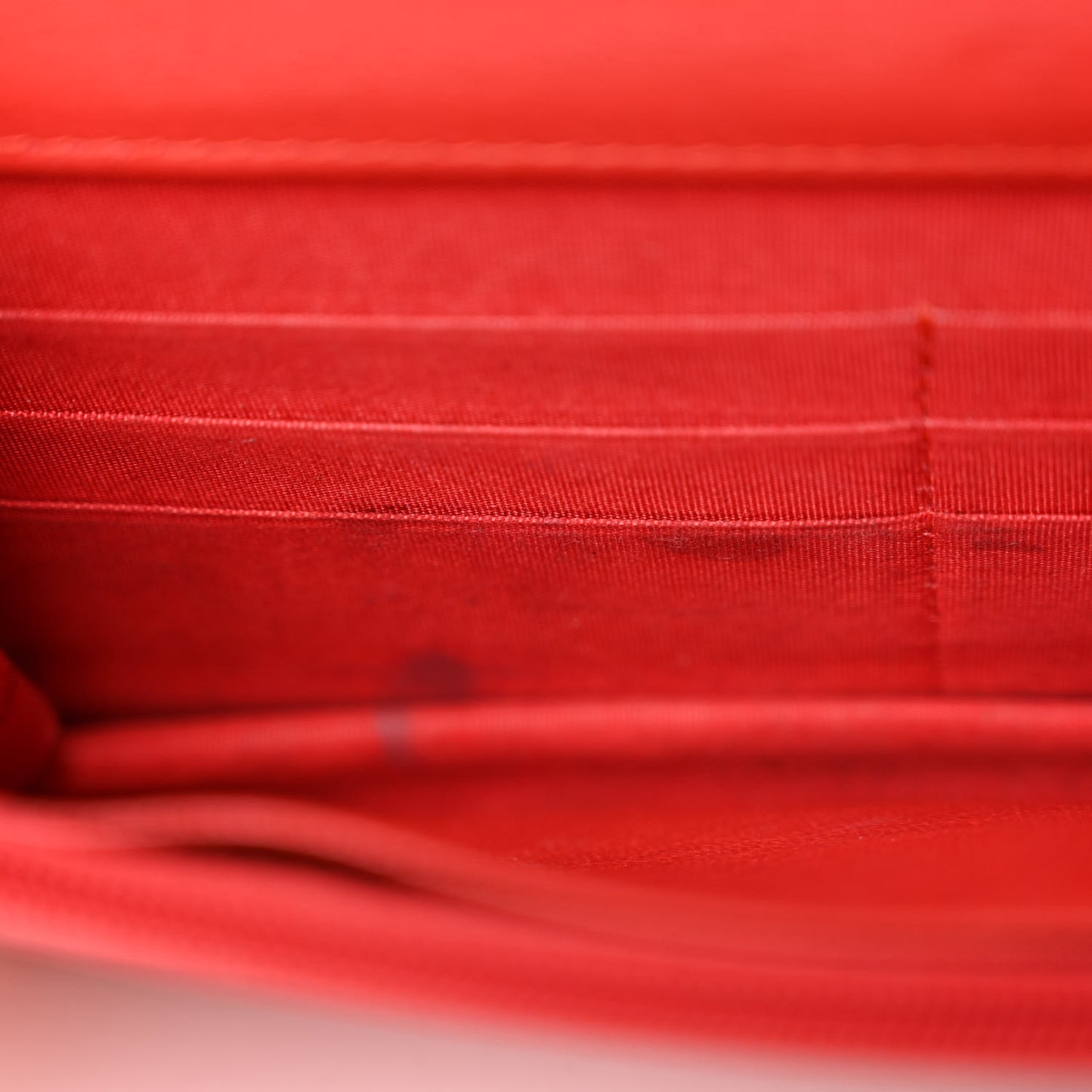 Goatskin Diagonal Quilted Wallet On Chain WOC Red