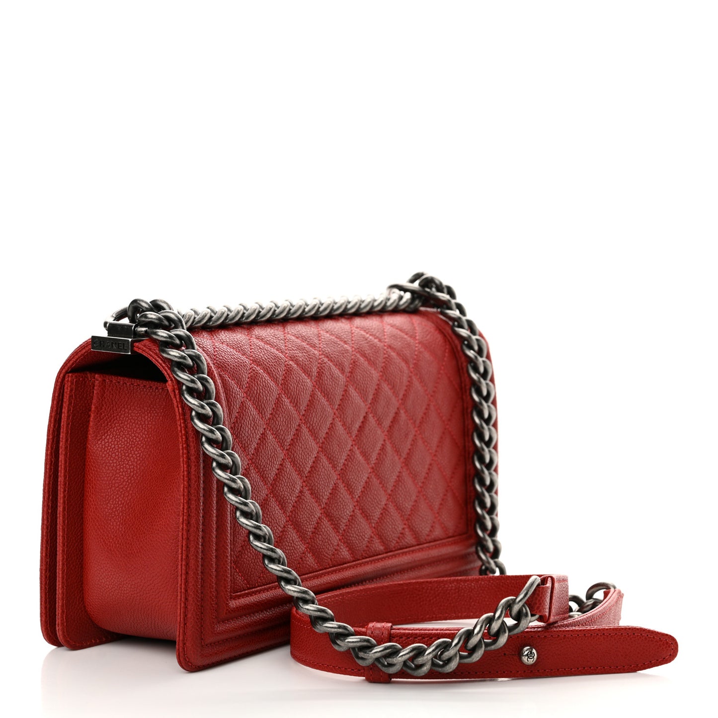 Caviar Quilted Medium Boy Flap Red