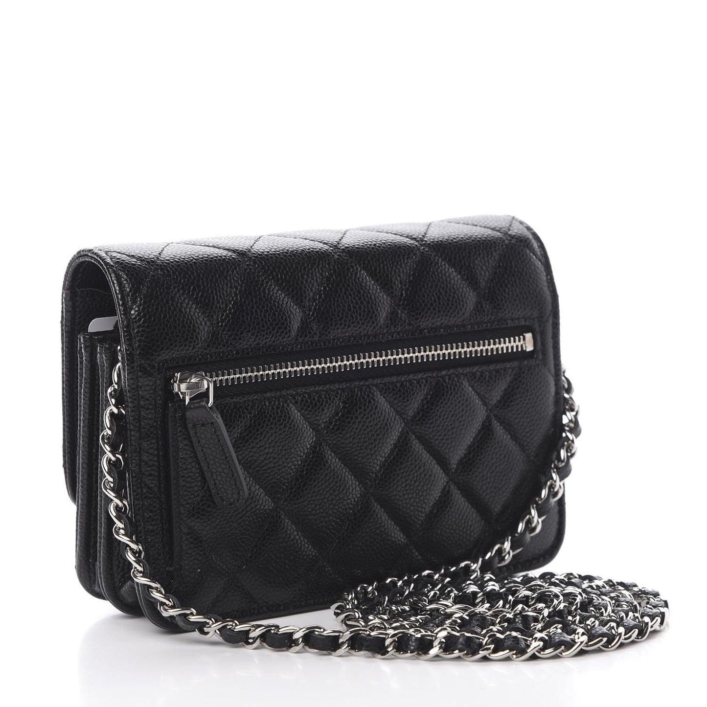 Caviar Quilted Mini Wallet On Chain WOC Black
