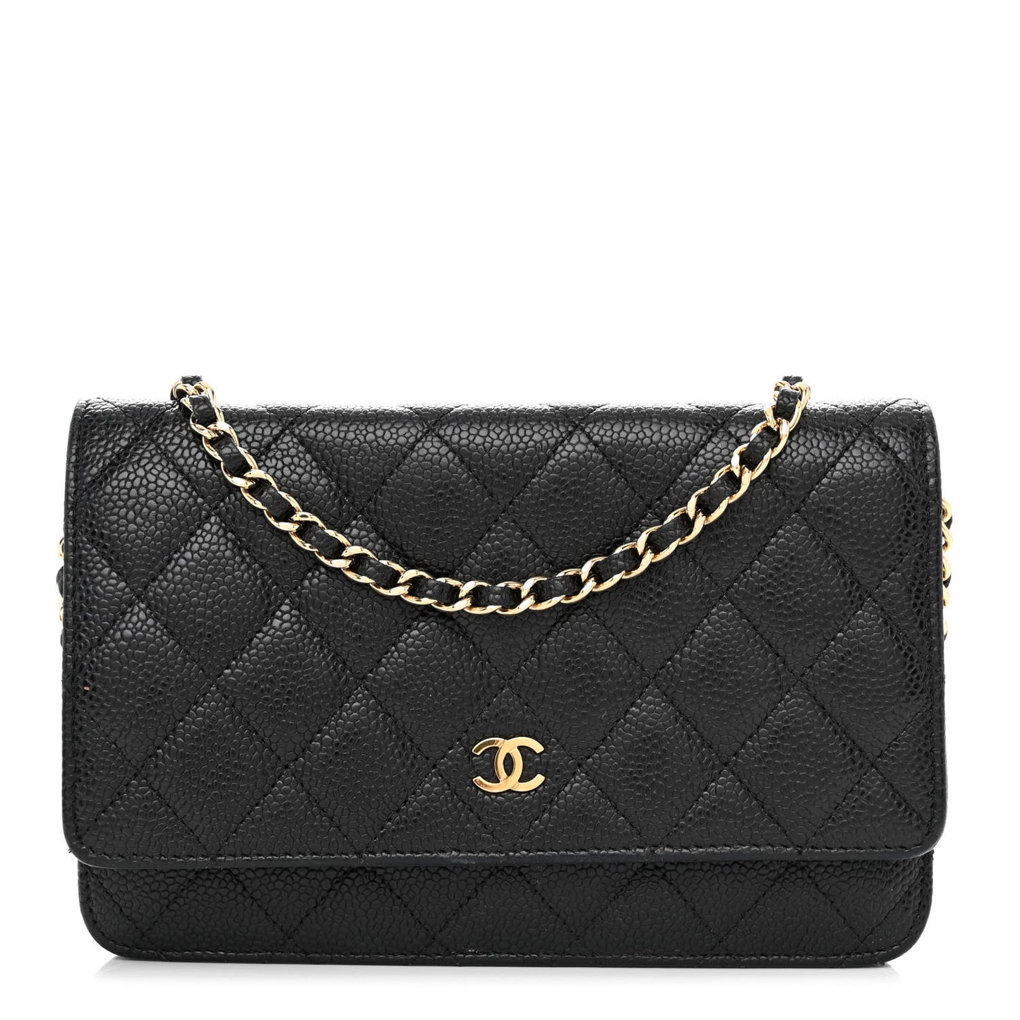 Caviar Quilted Wallet on Chain WOC Black