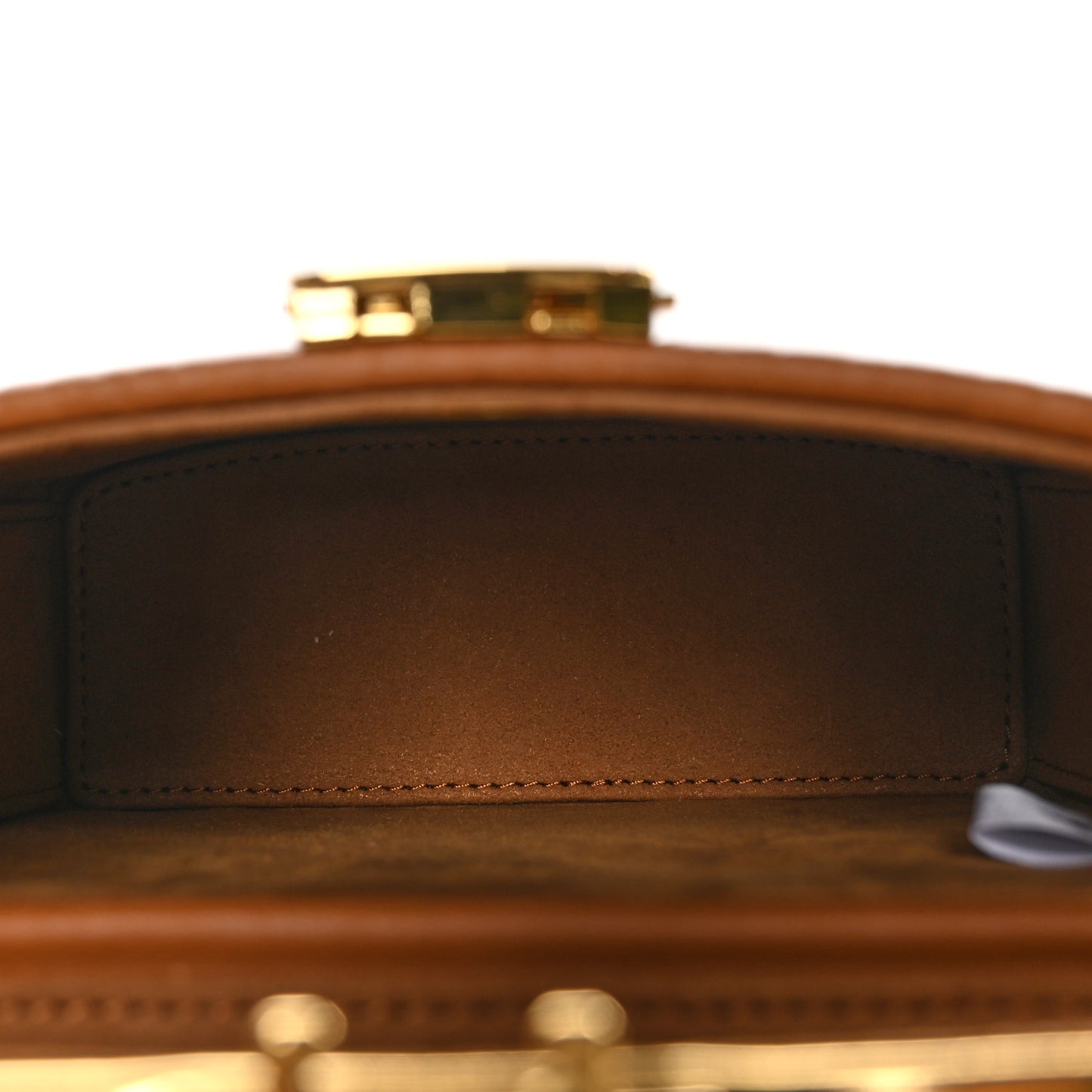 Metallic Calfskin Visetos Stark Pushlock Clutch Cognac