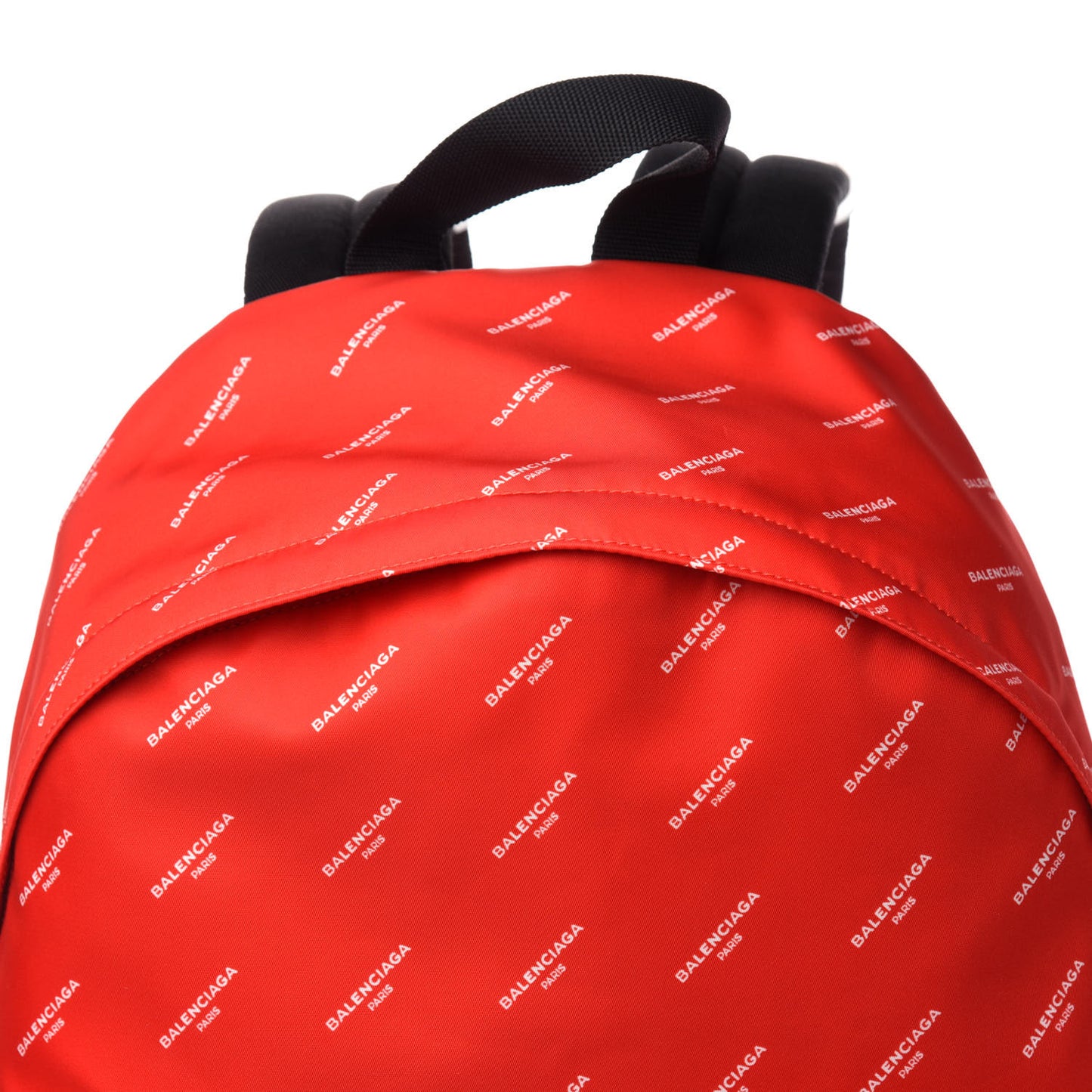 Twill Nylon Allover Logo Print Explorer Backpack Rouge Vermillion White