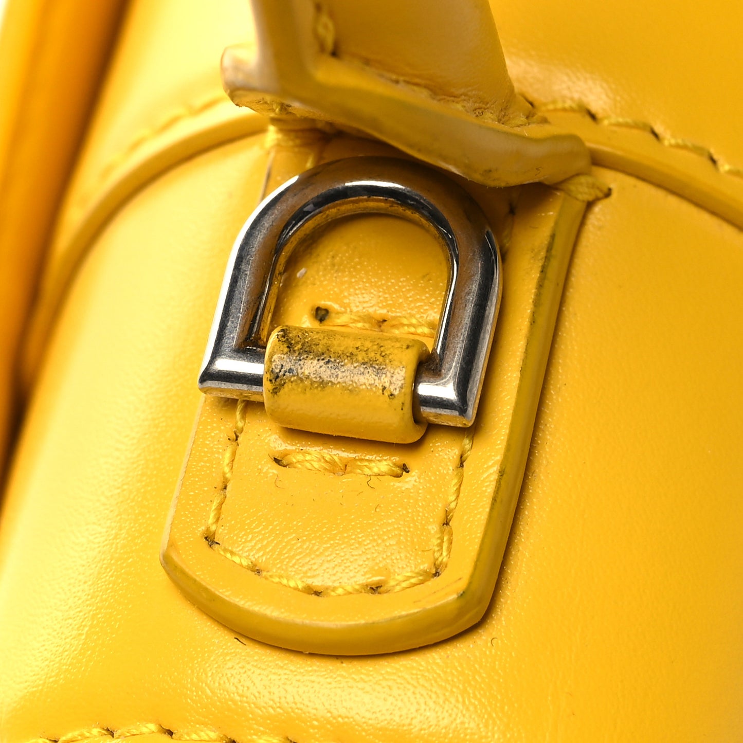 Shiny Box Calfskin Hourglass Top Handle Bag XS Yellow