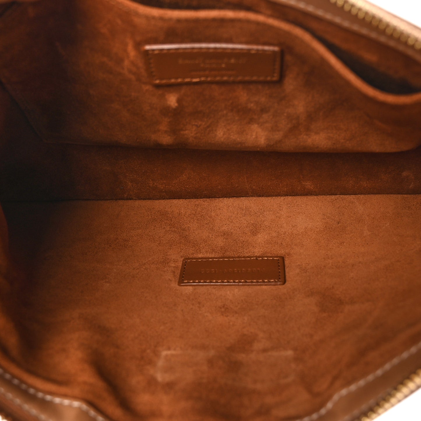 Calfskin Rive Gauche Zipped Pouch Vintage Brown Gold