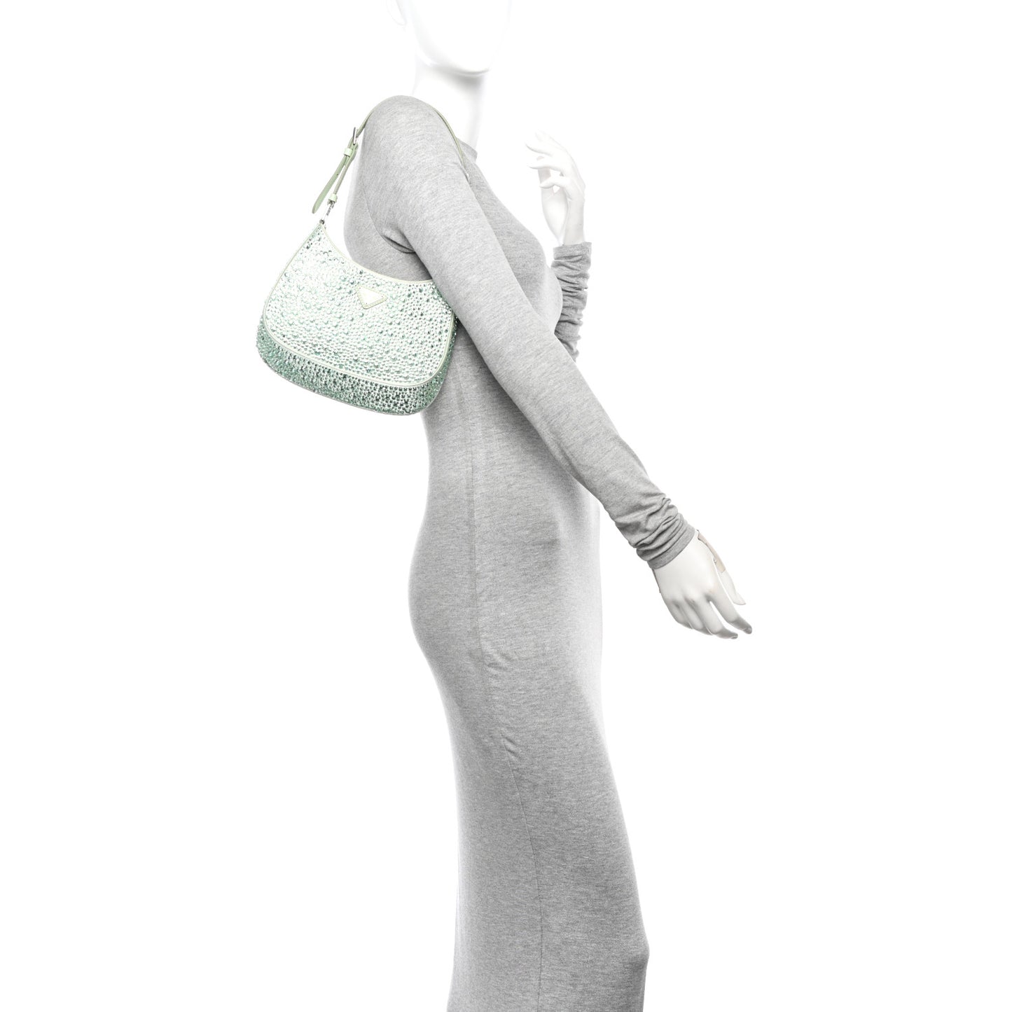 Satin Crystal Cleo Adjustable Strap Shoulder Bag Acqua
