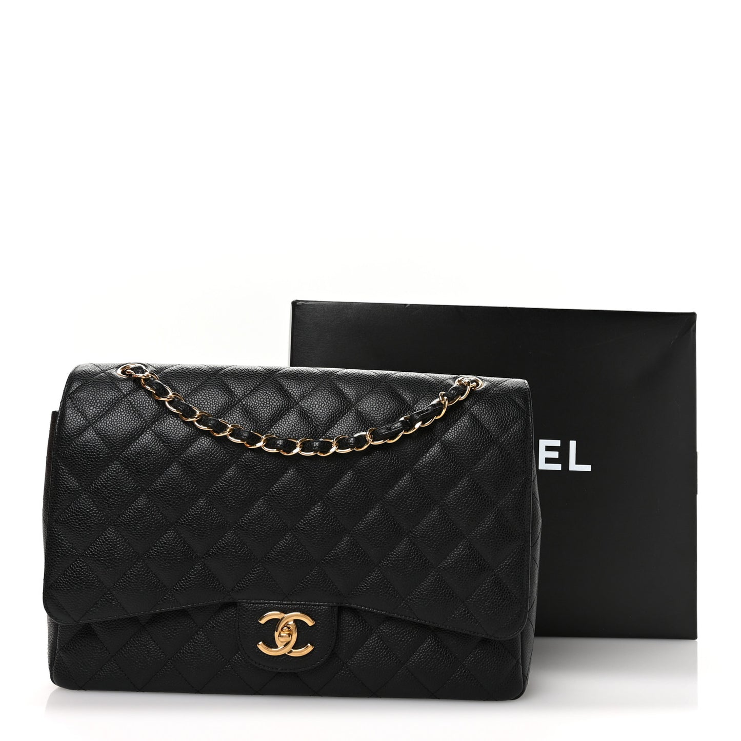 Caviar Quilted Maxi Double Flap Black