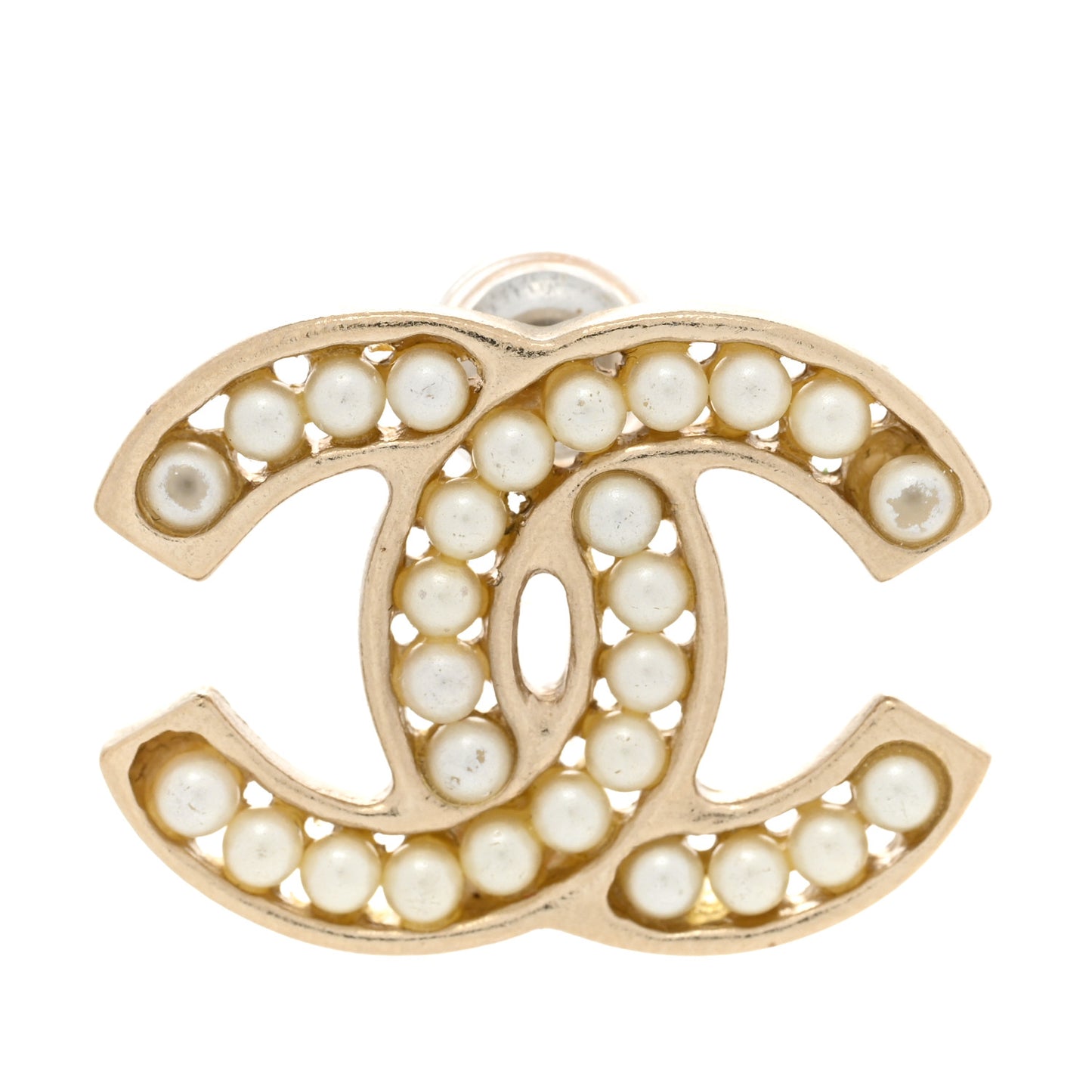 Pearl CC Stud Earrings Gold