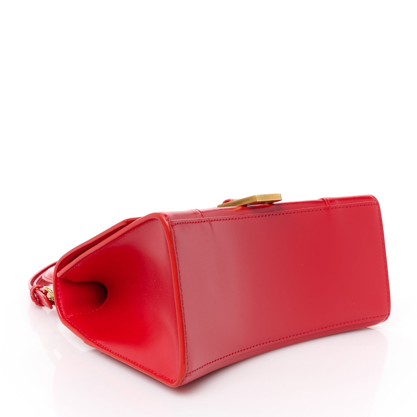 Shiny Box Calfskin Small Hourglass Top Handle Bag Bright Red