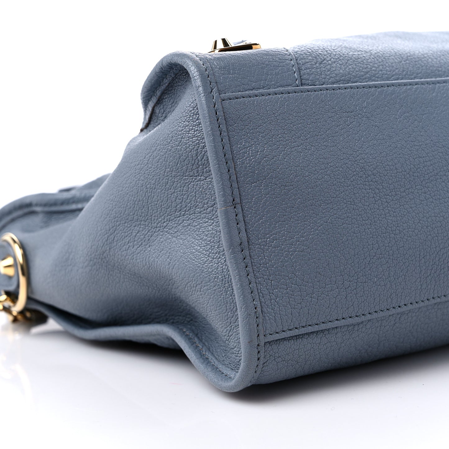 Chevre Gold Metallic Edge Hardware City Bleu Acier