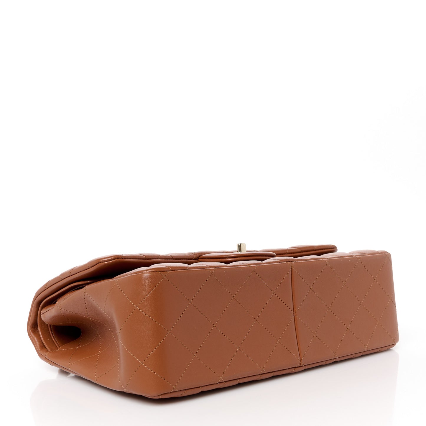 Lambskin Quilted Jumbo Double Flap Brown