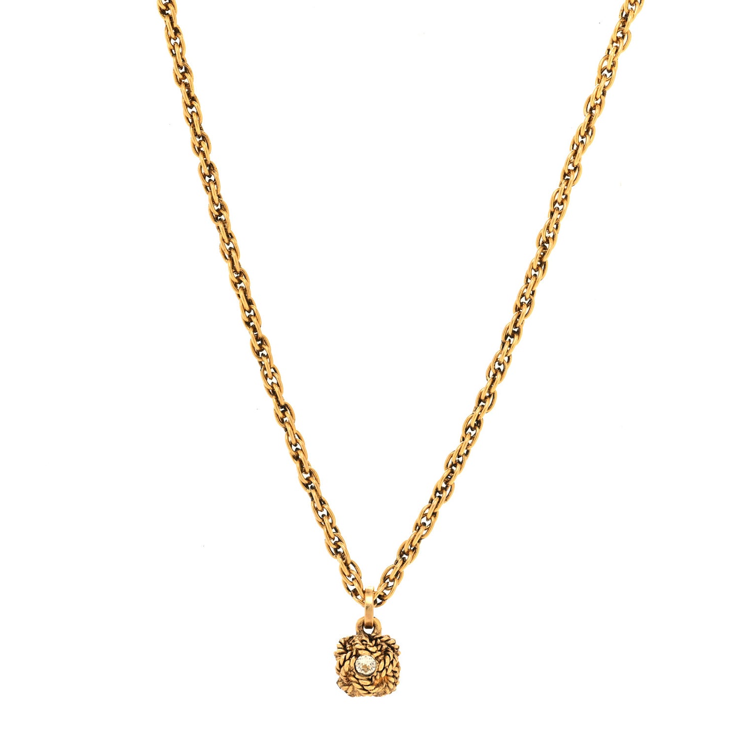Crystal Knot Pendant Chain Necklace Gold