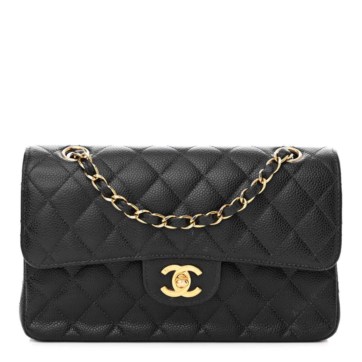 Caviar Quilted Small Double Flap Black