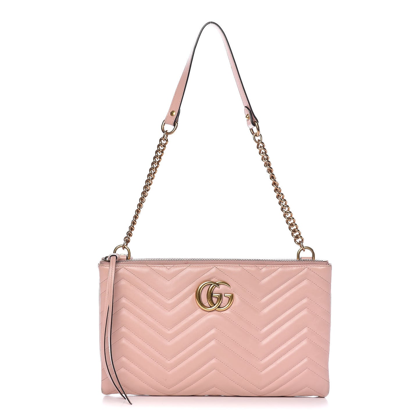 Calfskin Matelasse GG Marmont Double Zip Chain Bag Perfect Pink