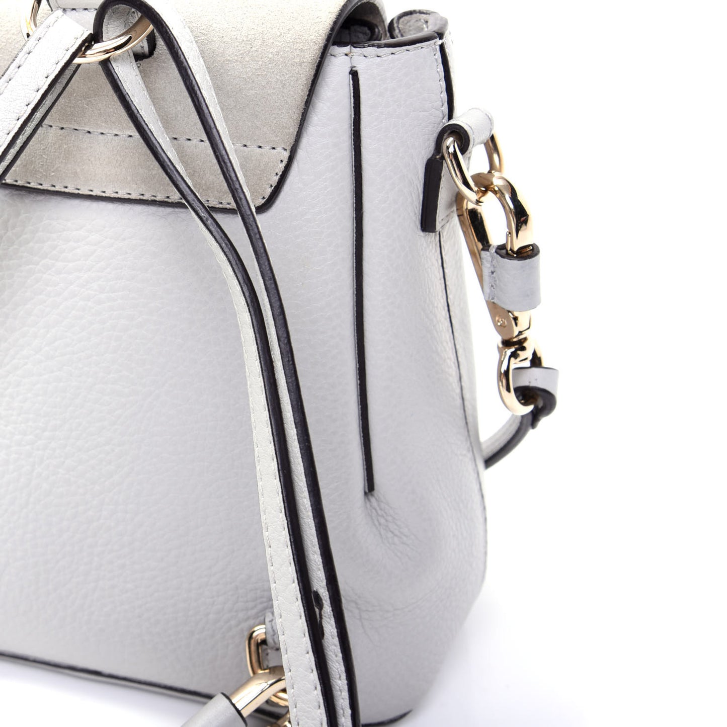 Suede Calfskin Mini Faye Backpack Airy Grey