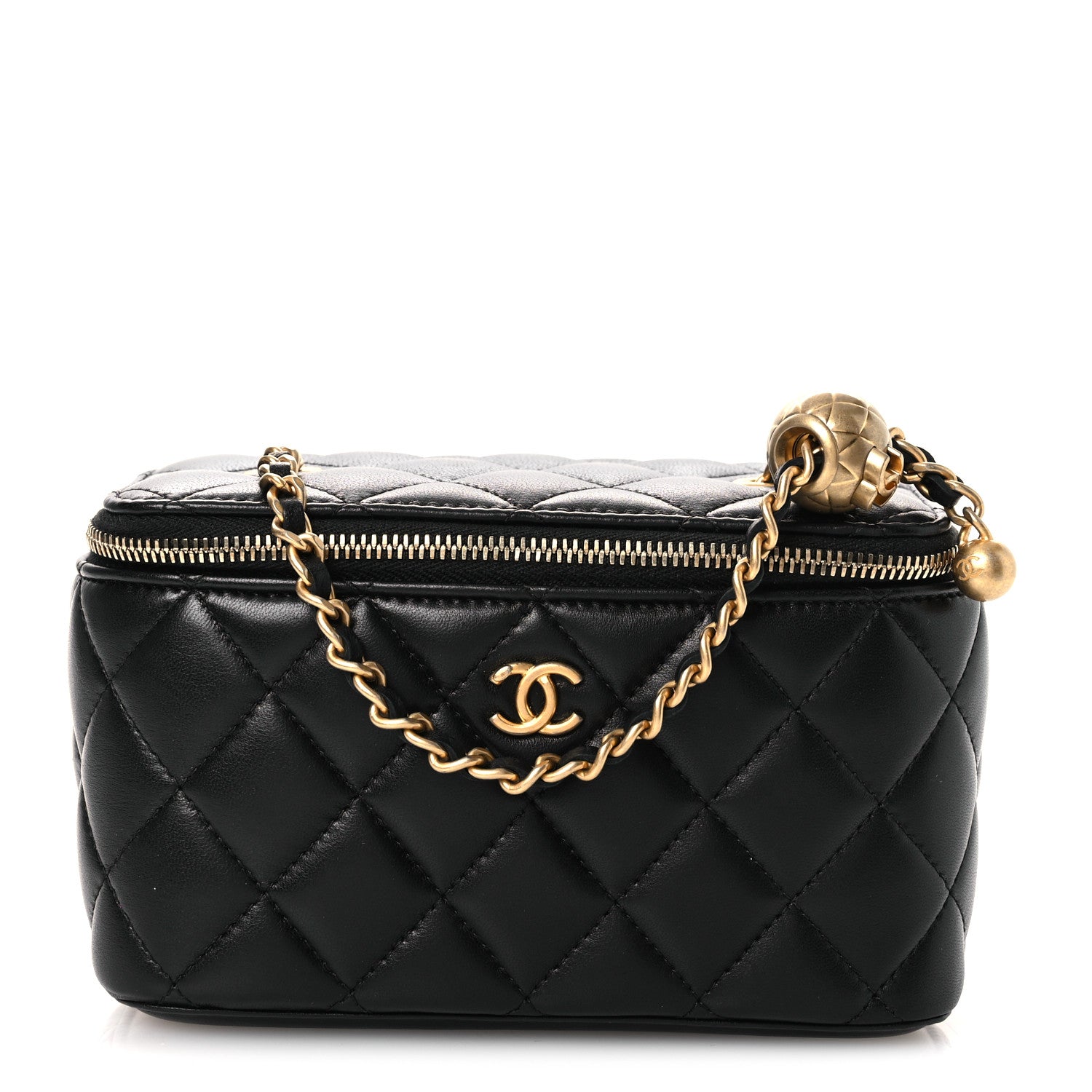 CHANELポーチ Chanel Lambskin Quilted Pearl Crush Small Vanity Case With Chain
