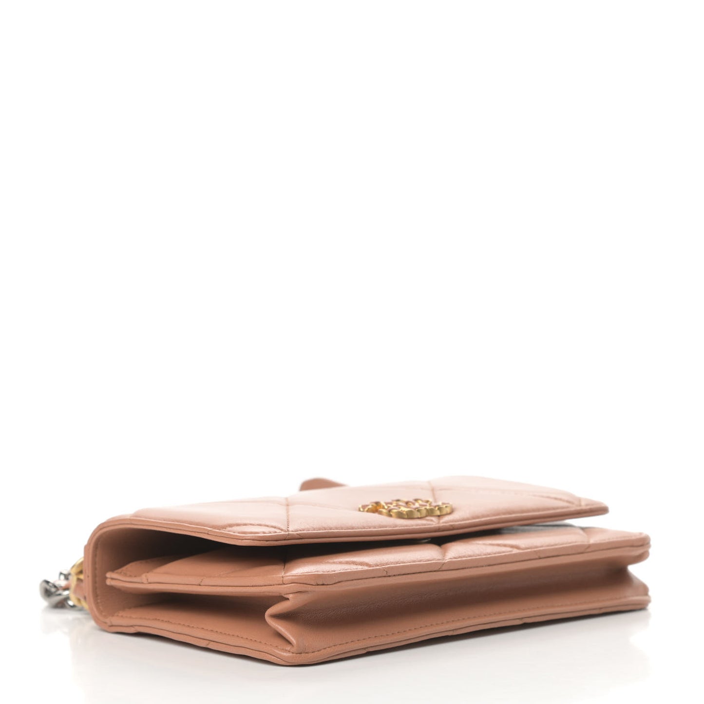 Lambskin Quilted 19 Wallet On Chain WOC Brown