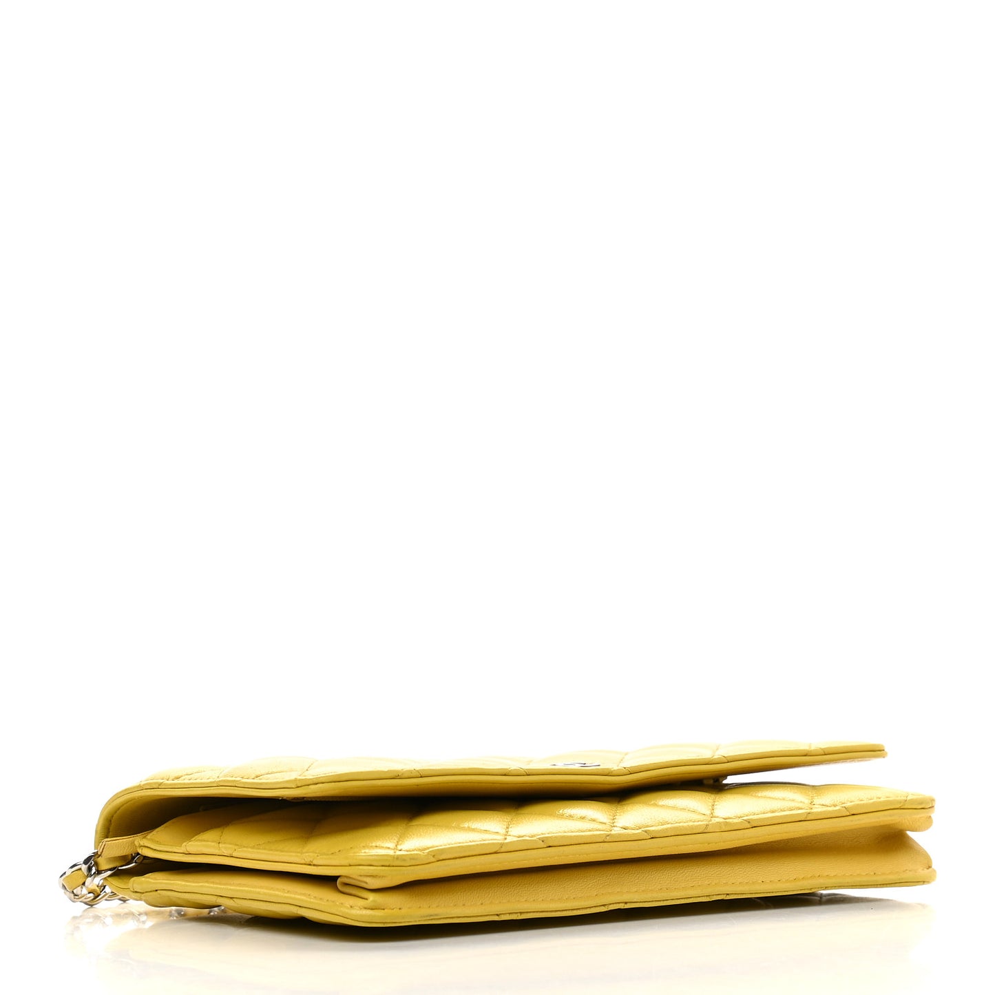 Lambskin Quilted Wallet on Chain WOC Yellow