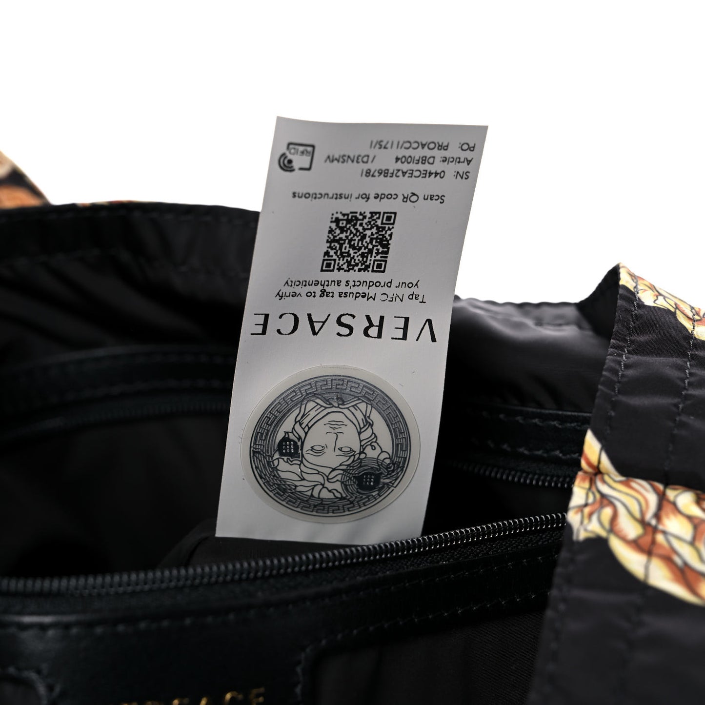 Nylon Medusa Print Tote Black