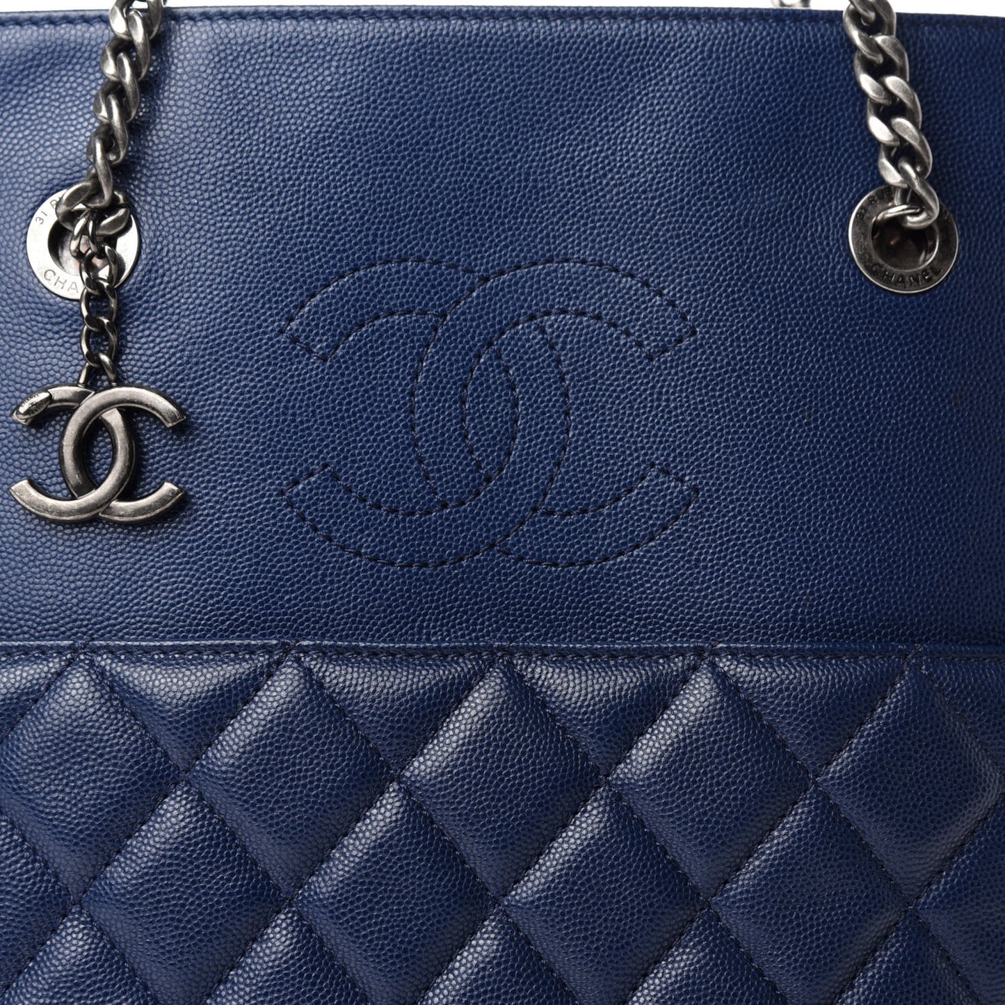 Caviar Quilted Small Urban Delight Tote Blue