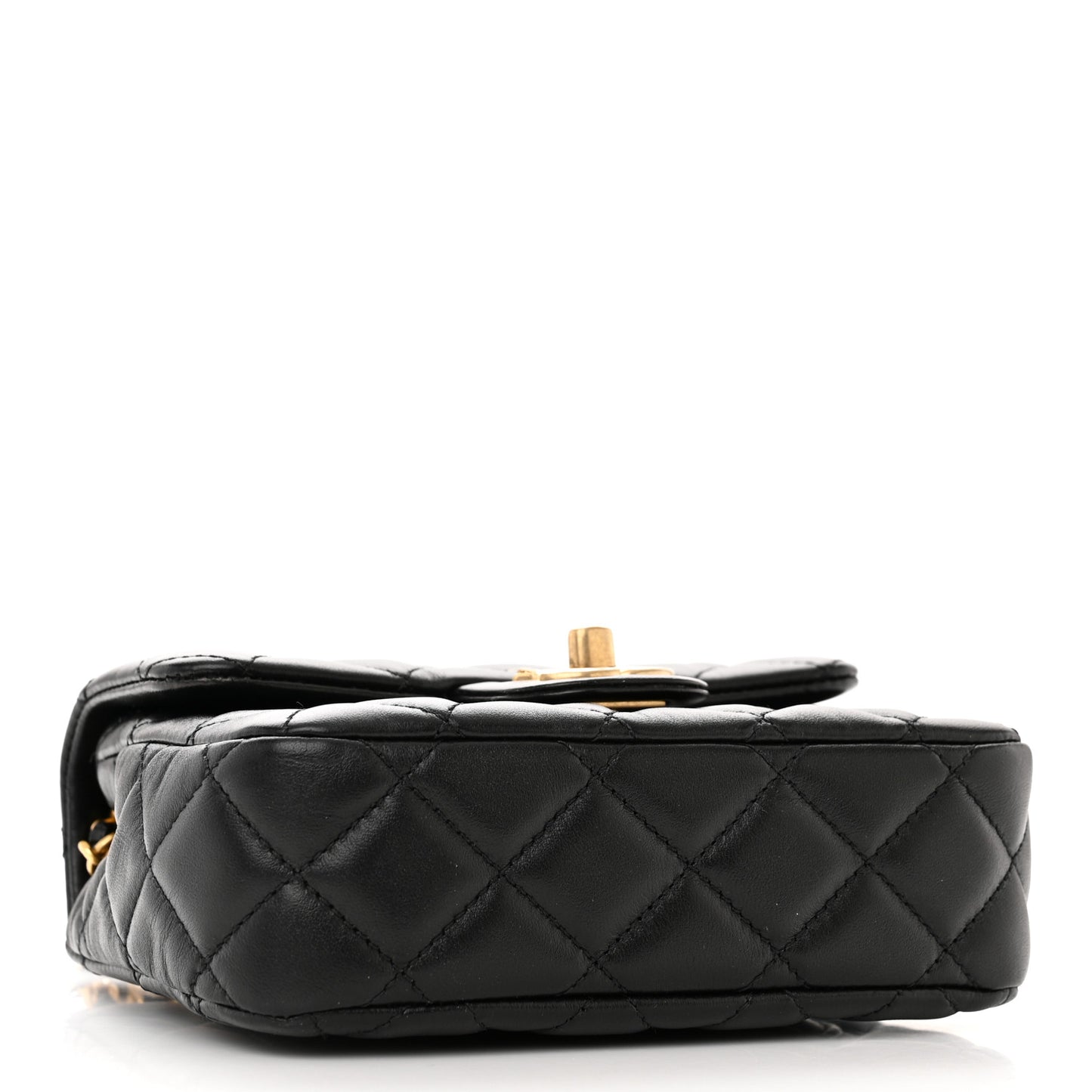 Lambskin Enamel Quilted Mini Coco Hearts Square Flap Black