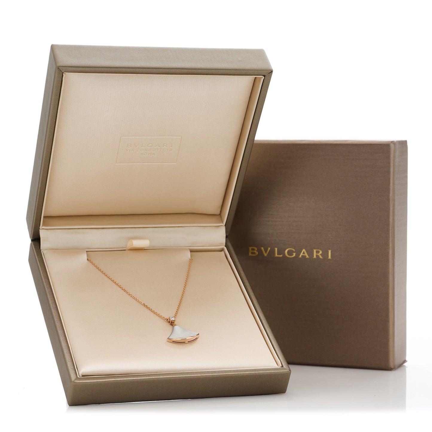 18K Rose Gold Diamond Mother of Pearl Divas' Dream Pendant Necklace