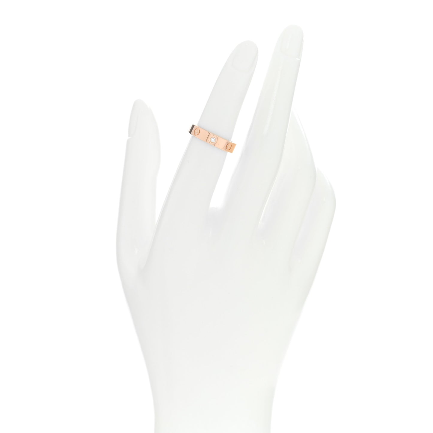 18K Pink Gold Diamond 4mm LOVE Ring 50 5.25