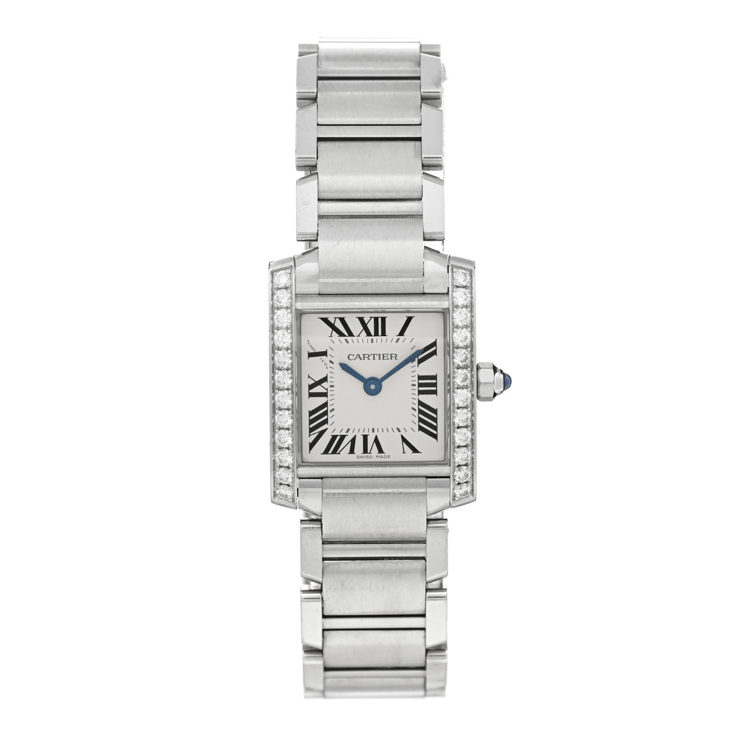 Stainless Steel Diamond Bezel 20mm Tank Francaise Quartz Watch