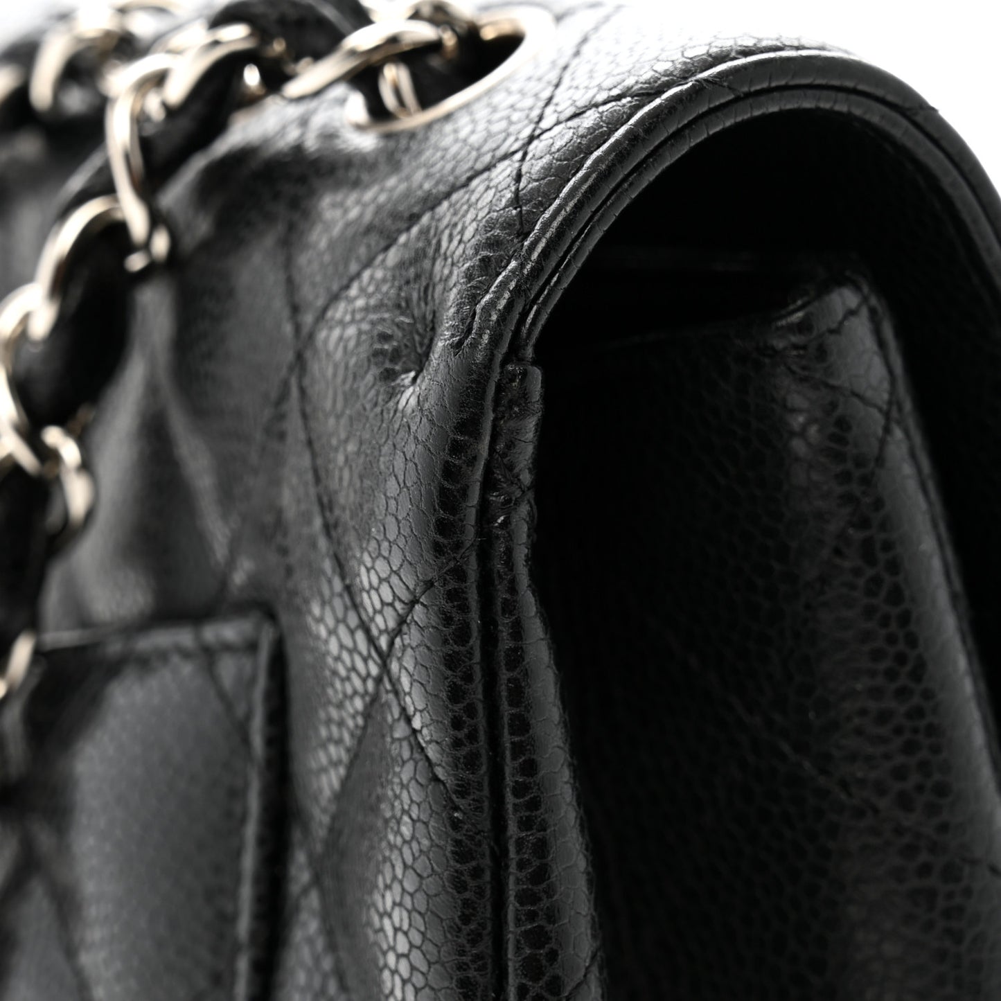 Caviar Quilted Jumbo Double Flap Black