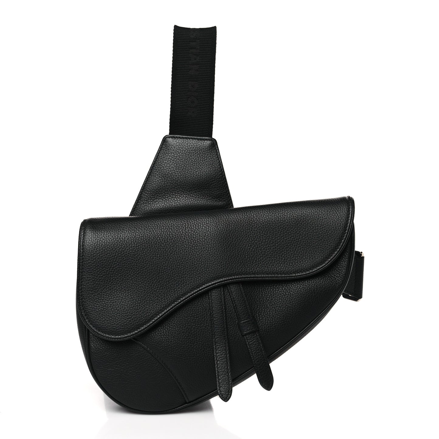 Grained Calfskin Mens Saddle Bag Black