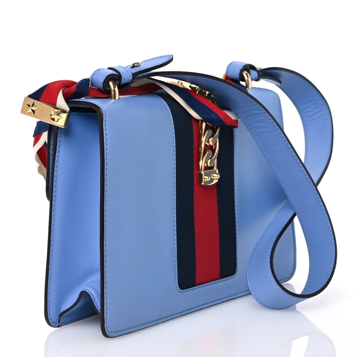 Calfskin Small Sylvie Shoulder Bag Clear Sky Blue