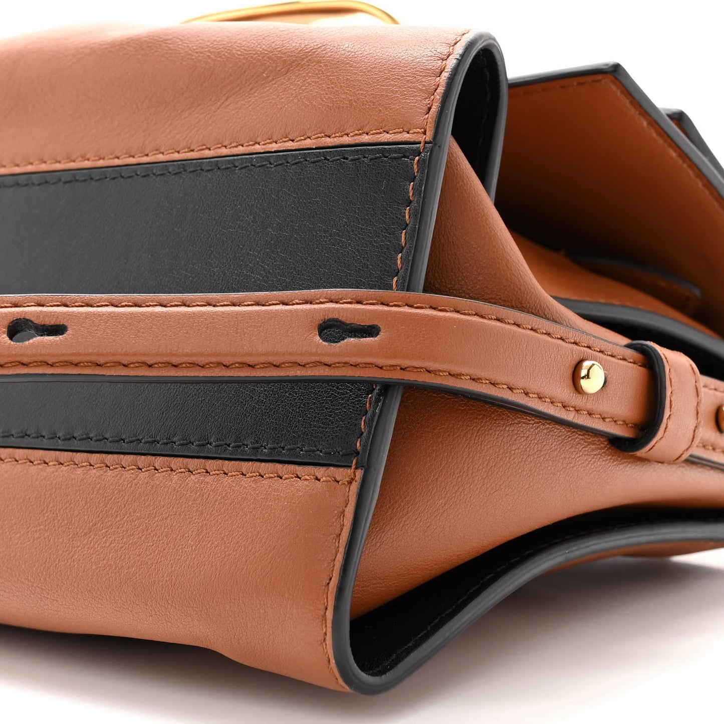 Calfskin Braided The Small The Story Shoulder Bag Brown Black