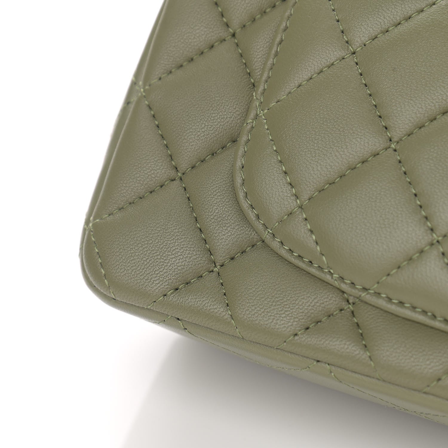 Chanel Lambskin Quilted Mini Rectangular Flap Khaki 11 of 12