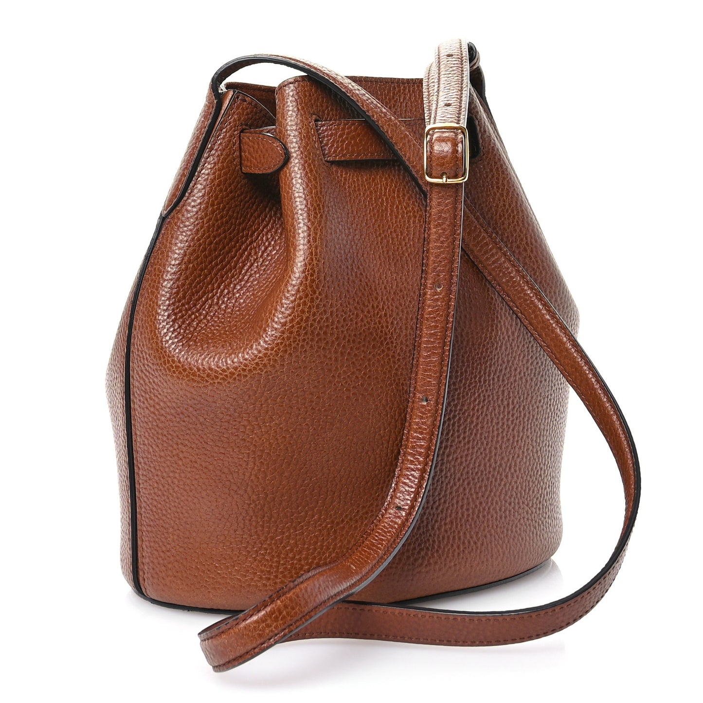 Small Classic Grain Calfskin Small Abbey Bucket Bag Oak