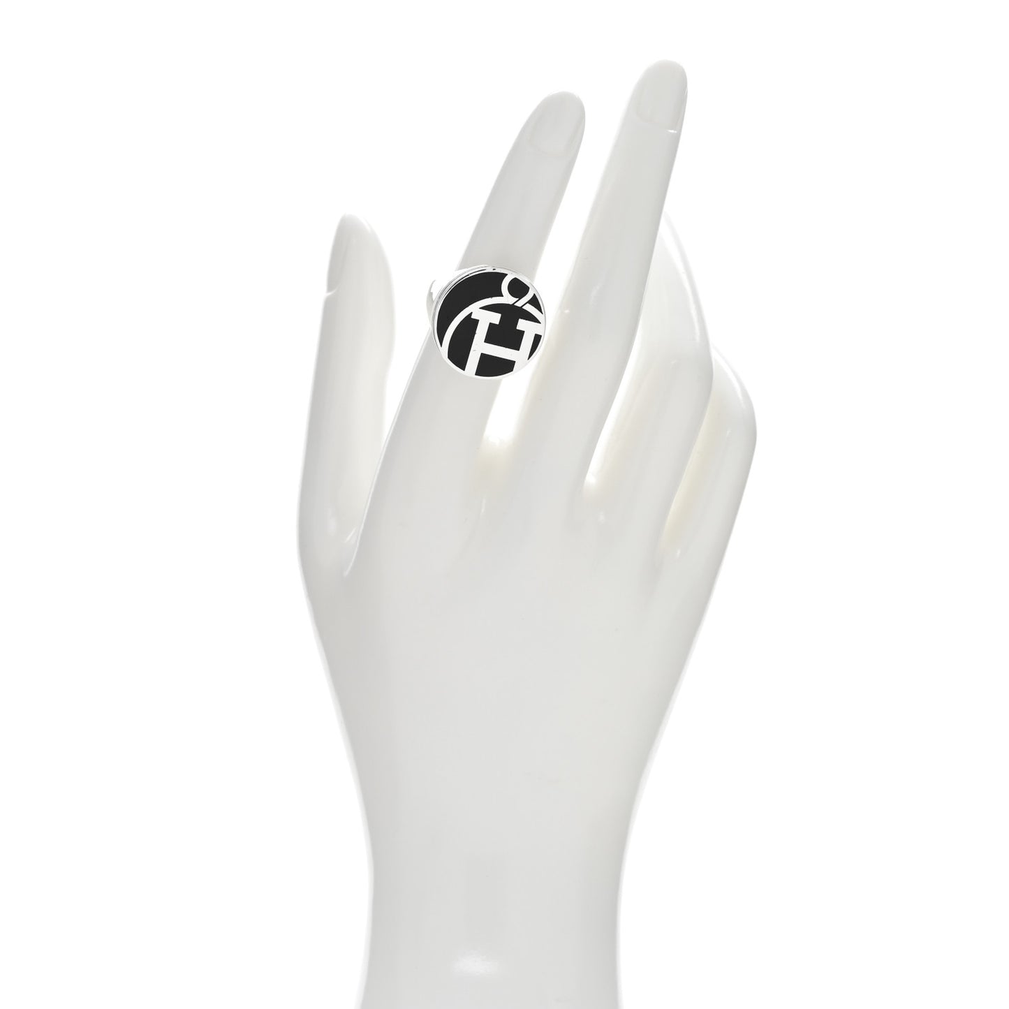 Sterling Silver Enamel Logo Ring 52 6 Black