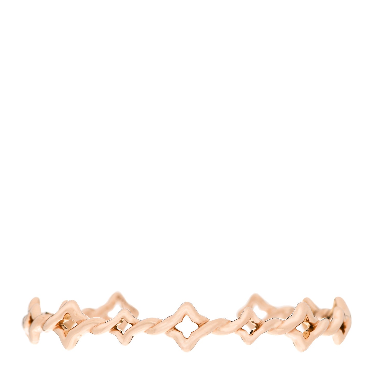 18K Rose Gold Venetian Quatrefoil Single Row Cuff Bracelet