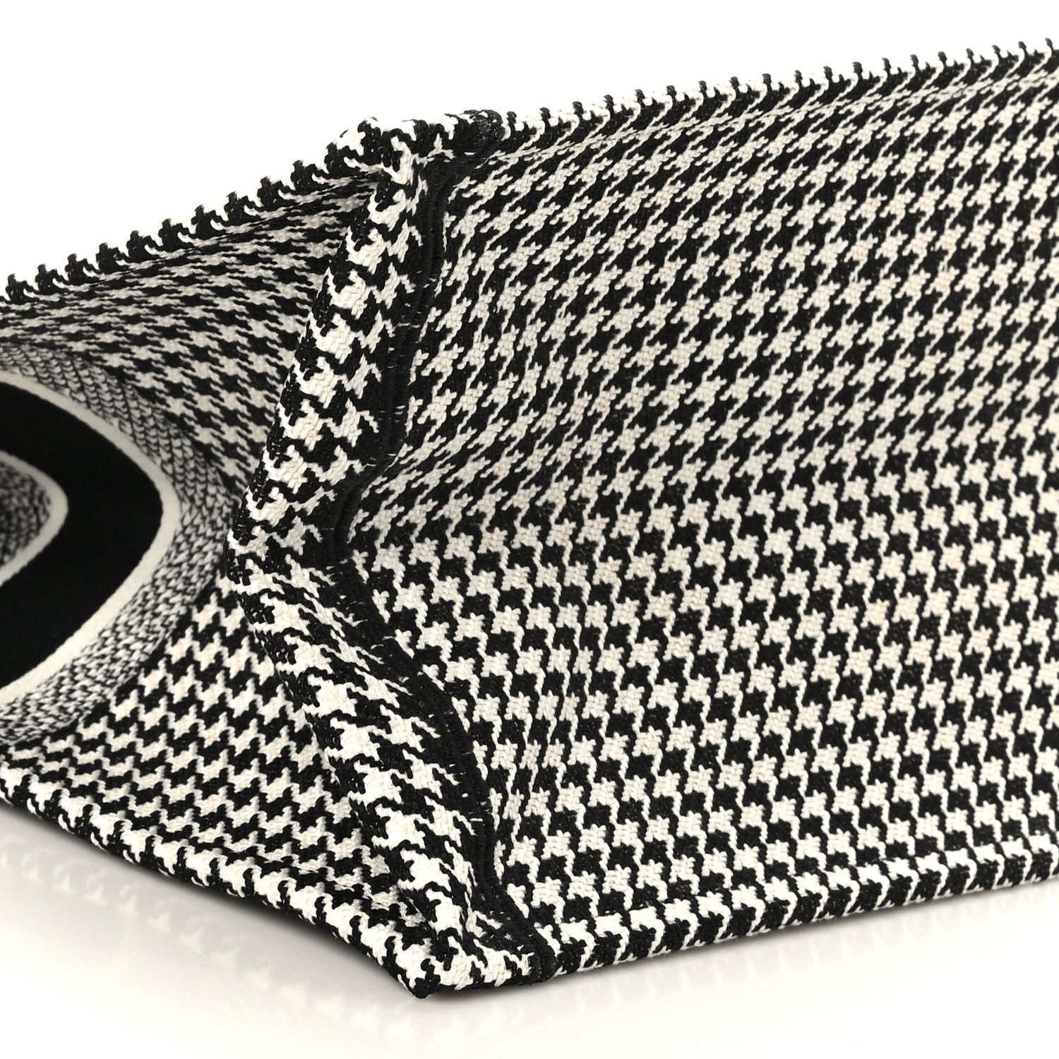 Christian Dior Canvas Houndstooth Embroidered Large Book Tote Black White 8 of 9