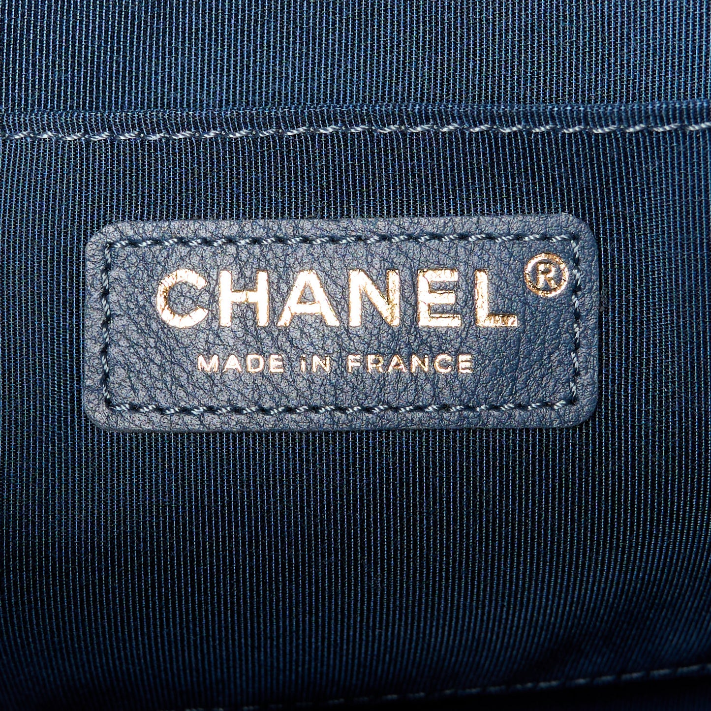 Calfskin Quilted Medium Daily Chevron Flap Navy Blue