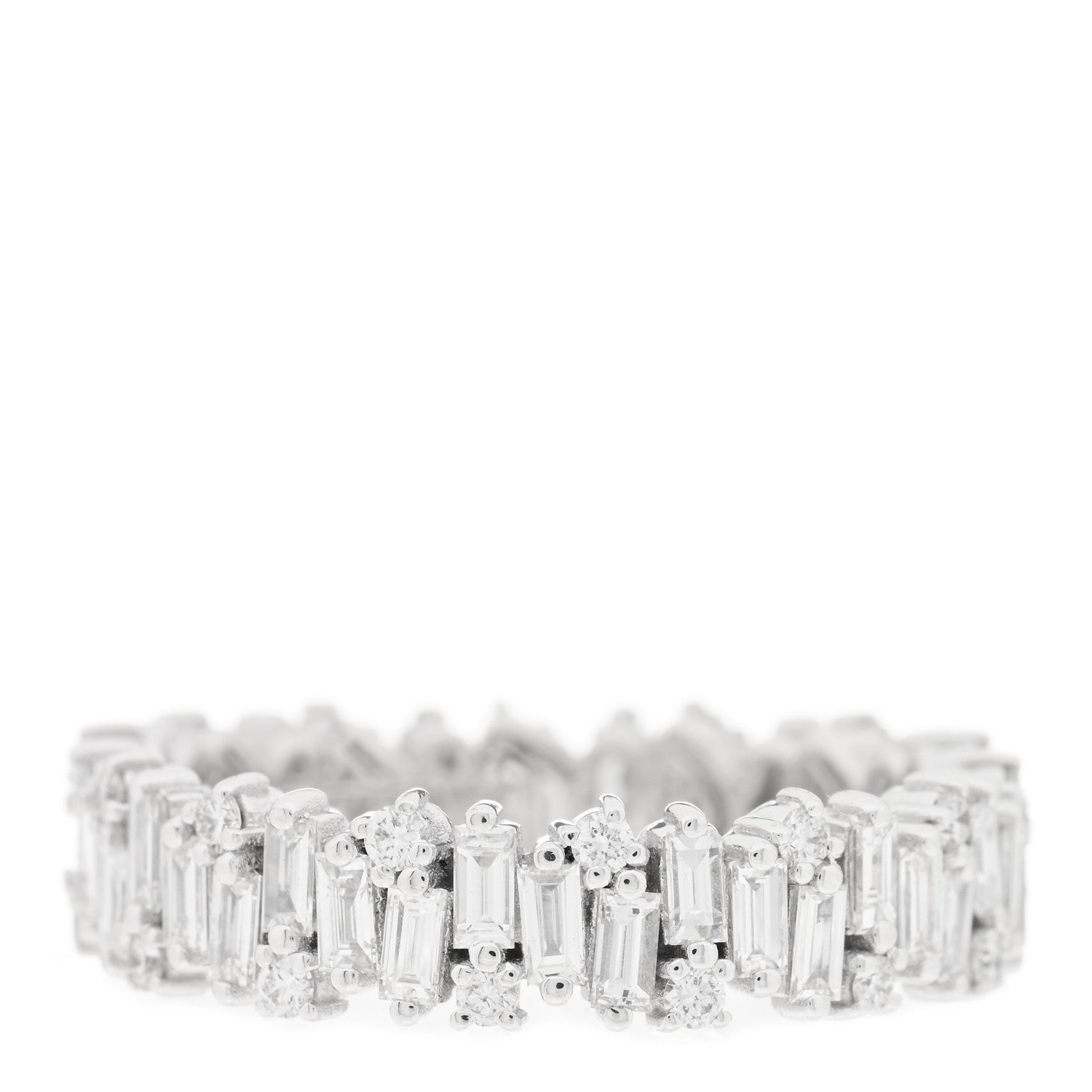 Suzanne Kalan 18K White Gold Diamond Classic Shimmer Eternity Band Ring 54 6.75 3 of 4