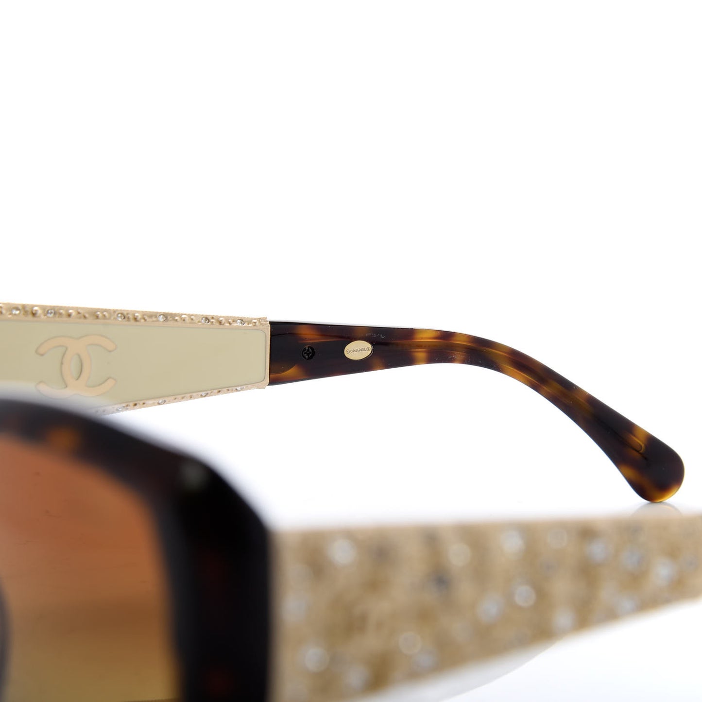Crystal Polarized CC Square Sunglasses 5301-B Tortoise Gold