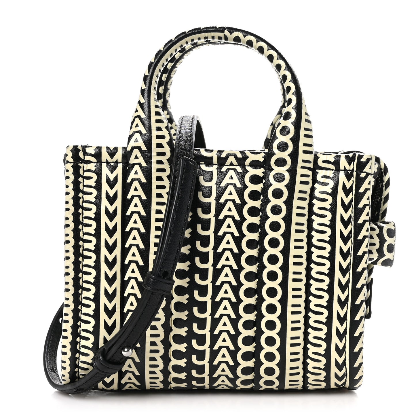 Calfskin The Micro Monogram Tote Black White