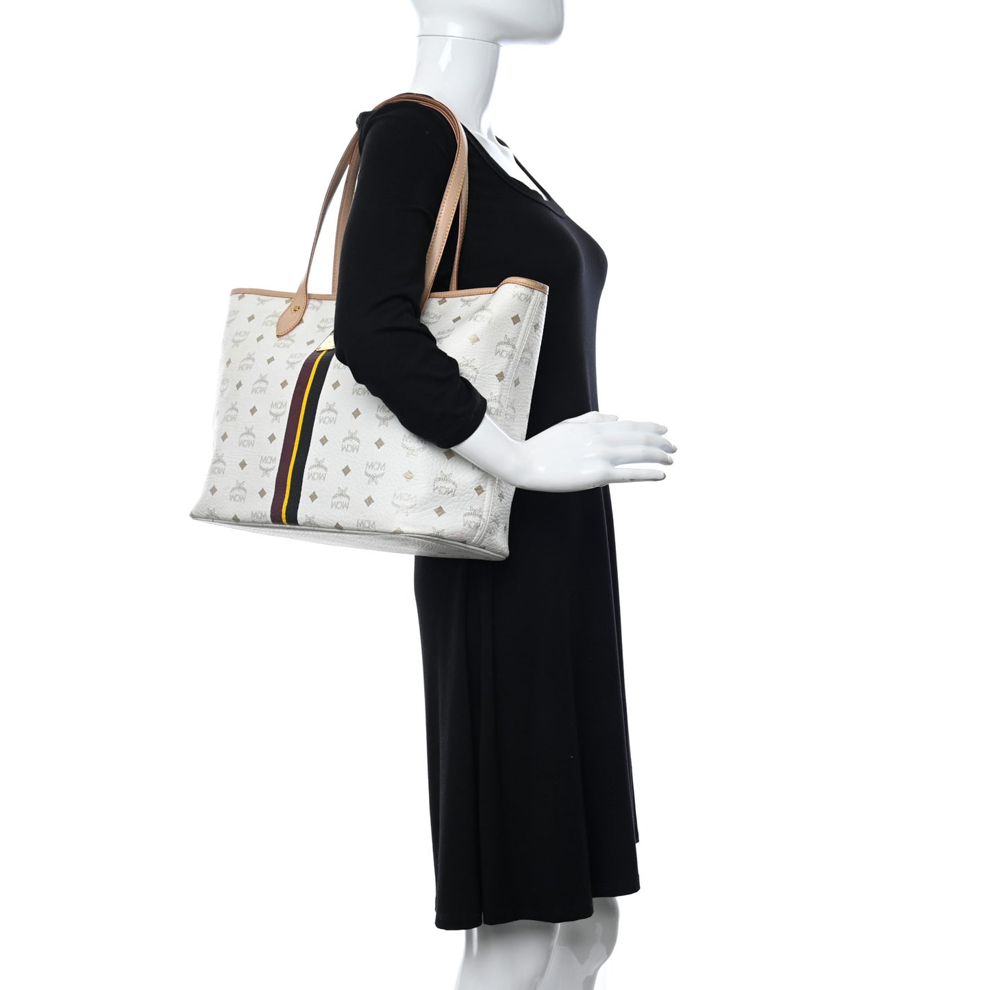 Visetos Striped Shopper Tote White