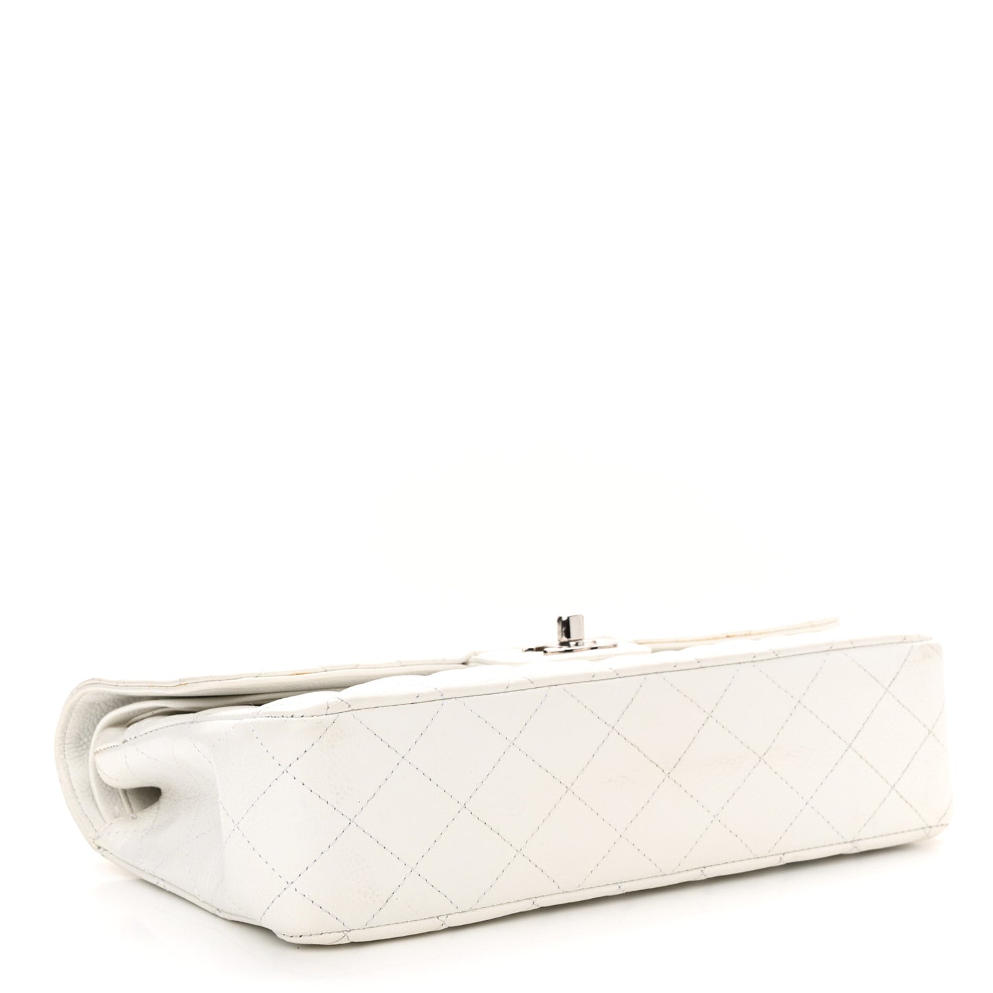Caviar Quilted Medium Double Flap White