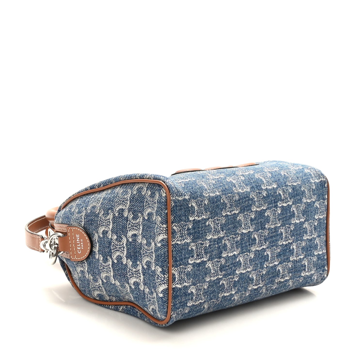 Denim Triomphe All Over Calfskin Small Boston Bag