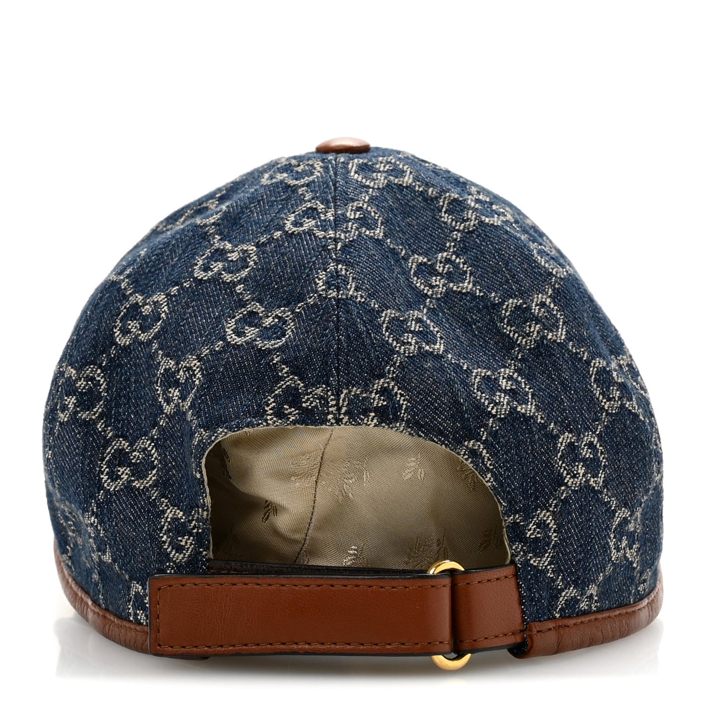 Washed Jacquard Denim Nappa GG Monogram Oscar Baseball Hat XL Denim Cuir