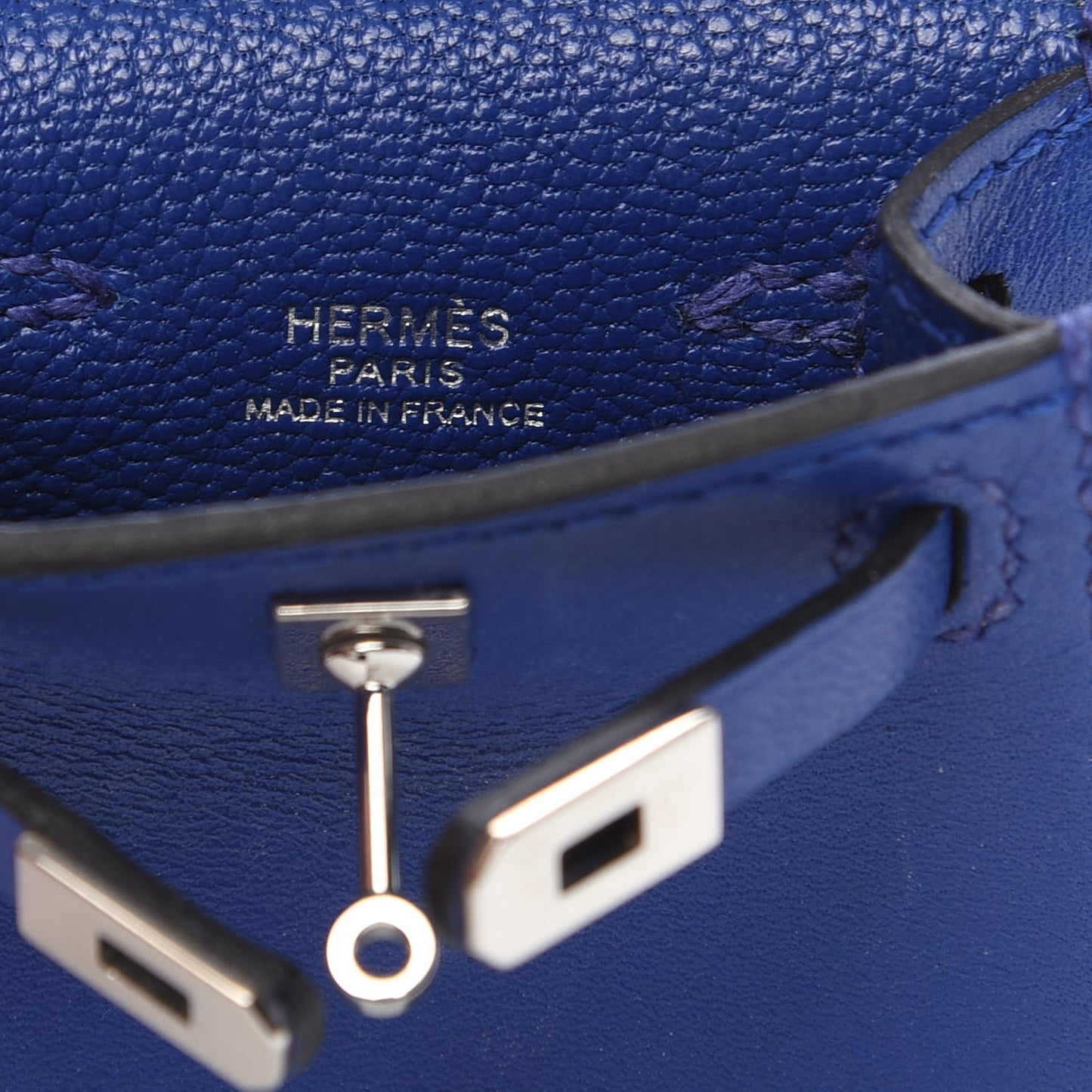 Tadelakt Mini Kelly Twilly Bag Charm Bleu Electrique